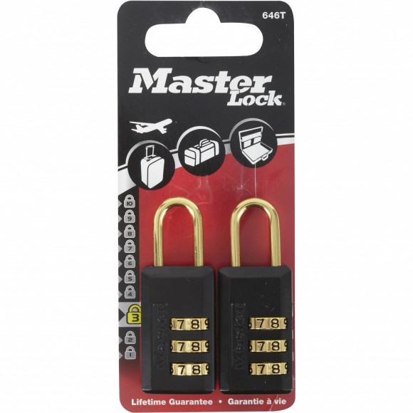 Lot De 2 Cadenas À Combinaison Master Lock Acier, L.20 Mm