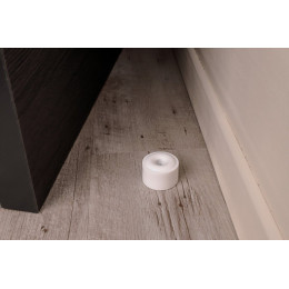 Lot De 2 Butées De Porte Alpertec Caoutchouc Mat Blanc Diam.4 Cm X H.2.5 Cm