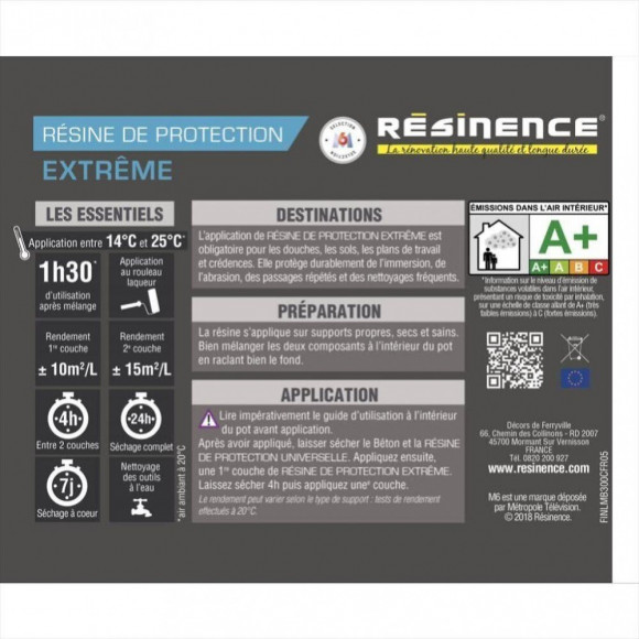 Résine De Protection Béton Resinence, Incolore Satiné, 0.3 L L