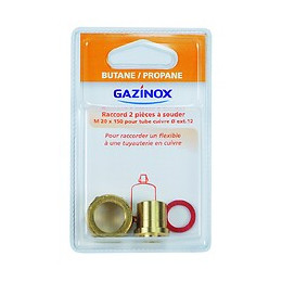 Raccord 2 Pièces Pour Gaz Butane / Propane À Souder, Mâle X Diam.12 Mm, Gazinox