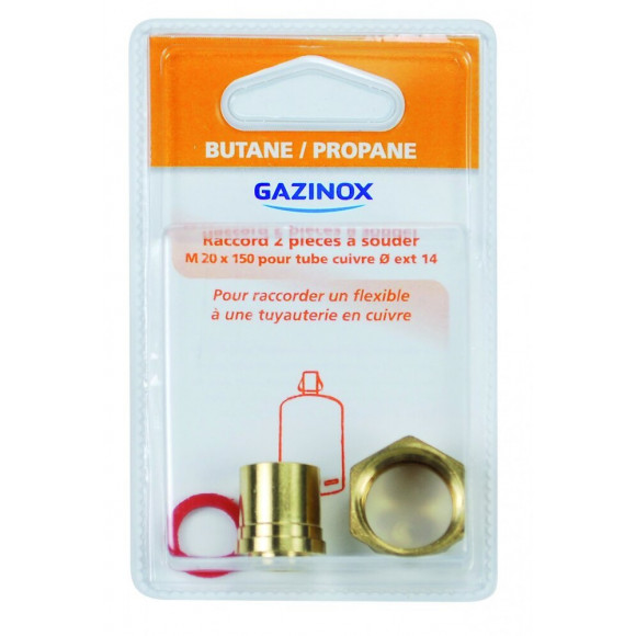 Raccord 2 Pièces Pour Gaz Butane / Propane À Souder, Mâle X Diam.14 Mm, Gazinox