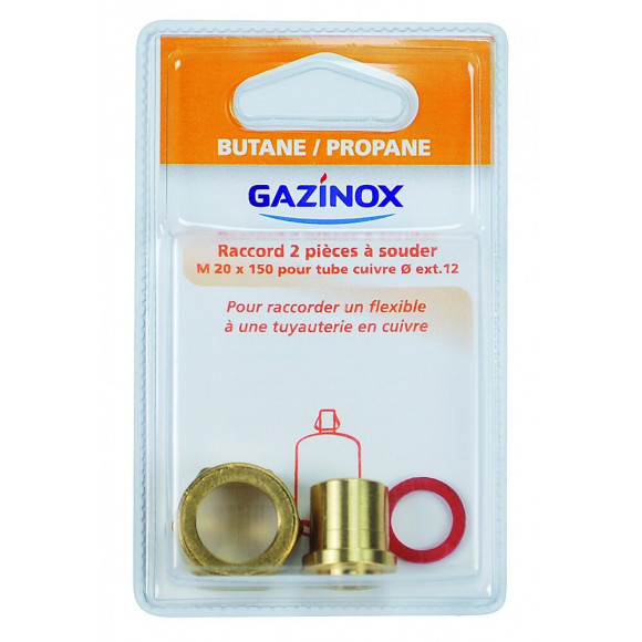 Raccord 2 Pièces Pour Gaz Butane / Propane À Souder, Mâle X Diam.12 Mm, Gazinox