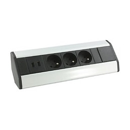 Bloc Prises D'angle - 3 Prises 2p+t - 2 Ports Usb