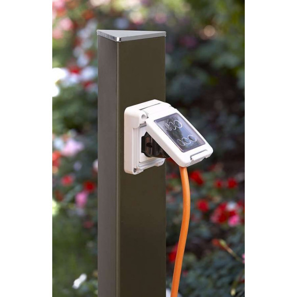 Colonne Electropoint Grise Tourterelle - 120 Cm - Aluminim - Prise Unique - Ip 55