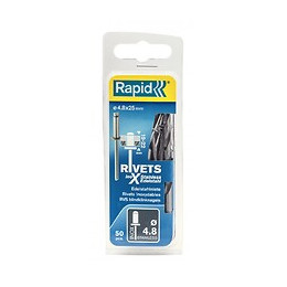 Lot De 50 Rivets Acier Inoxydable Diam.4.8 X H.25 Mm Avec Forêt