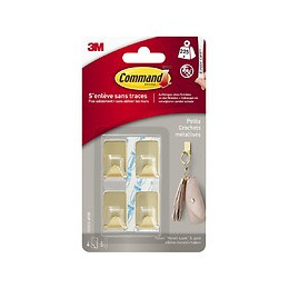 Lot De 4 Crochets Adhésif Déco Métal, Command, Doré 0.225 Kg