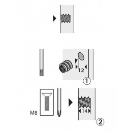 Lot De 8 Manchons À Visser Acier Brut Hettich, L.14 Mm