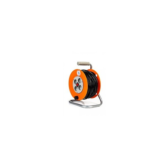 Power Tool - Enrouleur De Câble Électrique Jardin - 30m - 4 Prises De Terre - Orange