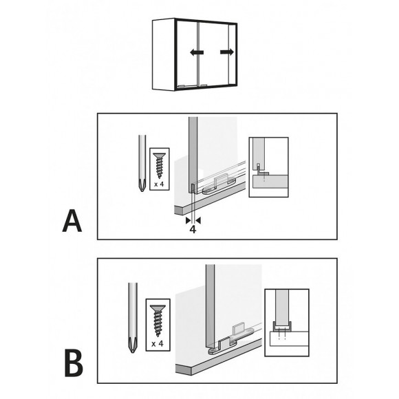 Lot De 6 Patins De Guidage Plastique Pour Portes Coulissantes Hettich