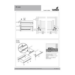 Coulisse Pour Tiroir À Galets, Hettich 12 Kg L.50 Cm