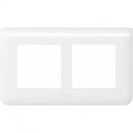 Plaque 2 Postes Horizontale Entraxe 57mm Legrand Mosaic - Blanc