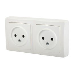 Asl 2 Prises 2 Pôles Sans Terre France / Belgique Horizontal Vertical Blanc