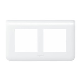Plaque 2 Postes Horizontale Entraxe 57mm Legrand Mosaic - Blanc