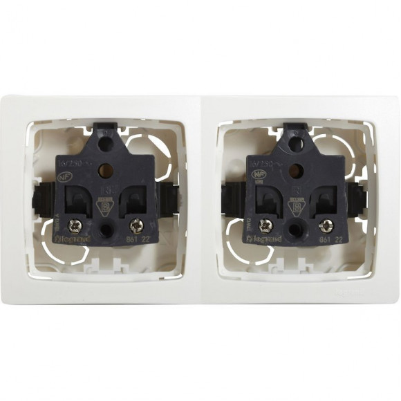 Asl 2 Prises 2 Pôles Sans Terre France / Belgique Horizontal Vertical Blanc