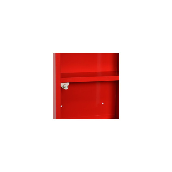 Armoire À Pharmacie 2 Étagères 3 Niveaux Verrouillable Porte Verre Trempé Dépoli Logo Croix 25l X 12l X 48h Cm Acier Rouge