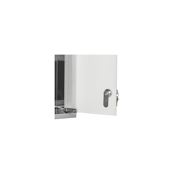 Armoire À Pharmacie 2 Étagères 3 Niveaux 20l X 12l X 58h Cm Porte Verre Trempé Symbole Croix Acier Inox.