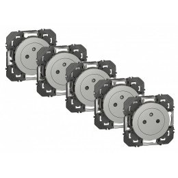 Lot De 5 Prises Avec Terre Dooxie, Legrand, Aluminium