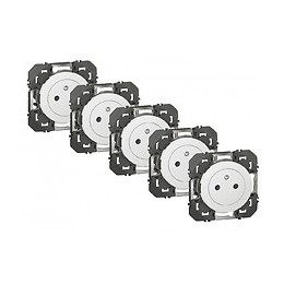 Lot De 5 Prises Avec Terre Dooxie, Legrand, Blanc