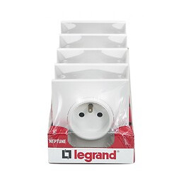Lot De 5 Prises Avec Terre Neptune, Blanc, Legrand