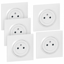 Lot De 5 Prises Avec Terre Complet Dooxie, Legrand, Blanc