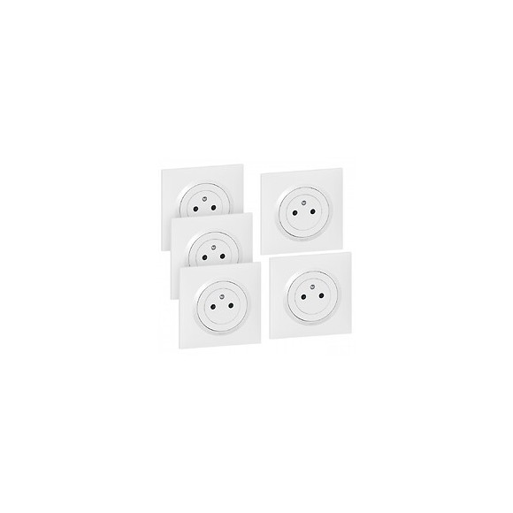 Lot De 5 Prises Avec Terre Complet Dooxie, Legrand, Blanc