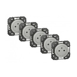 Lot De 5 Prises Avec Terre Dooxie, Legrand, Aluminium