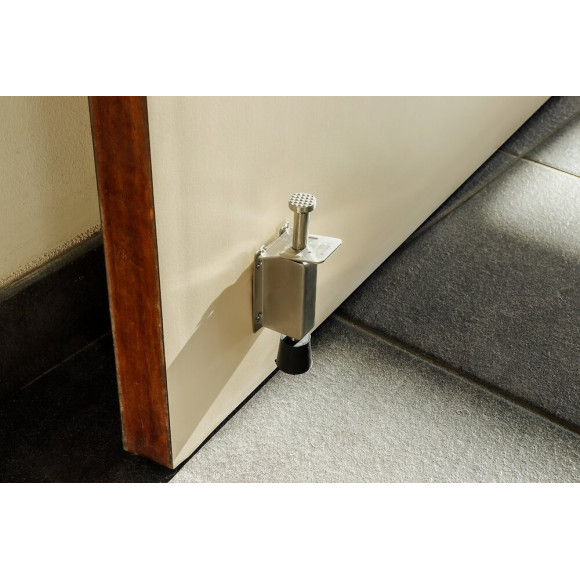 Arrêt De Porte Alpertec Acier Inoxydable Mat Gris Diam.4.4 Cm X H.14 Cm