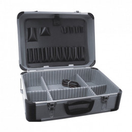 Dtools - Mallette À Outils En Aluminium - 455x330x170mm - Valise À Outils - Avec Poches + Cloisons +bandoulière - Gris