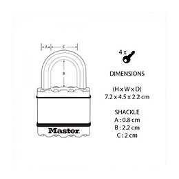 Cadenas À Clé Master Lock Acier Laminé, L.45 Mm