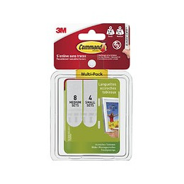 Multi-pack Languettes De Fixation Tableaux Command - 8s + 16m, Blanc