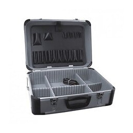 Dtools - Mallette À Outils En Aluminium - 455x330x170mm - Valise À Outils - Avec Poches + Cloisons +bandoulière - Gris