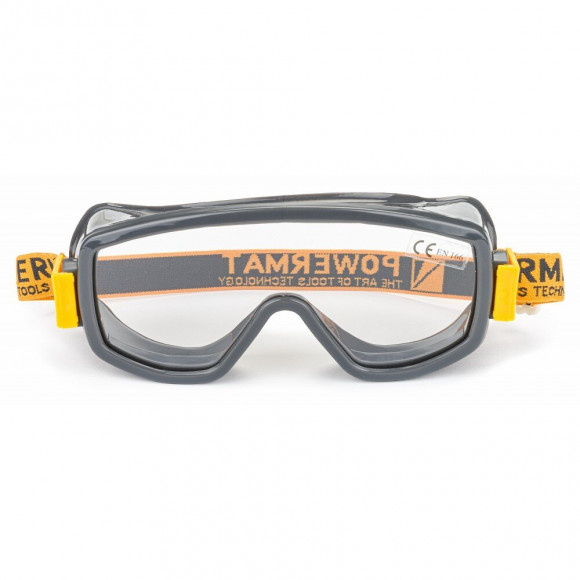 Power Tool - Lunettes De Protection Anti-éclats - Monture En Pvc/nylon - Verre Panoramique - Ajustables - Gris