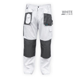 Dtools - Pantalon De Protection, Taille L - 9 Poches - Renforts Sur Les Genoux - Triple Couture - Blanc