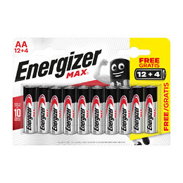 Lot De 12 + 4 Piles Alcaline Aa Max, 1.2 V, Energizer