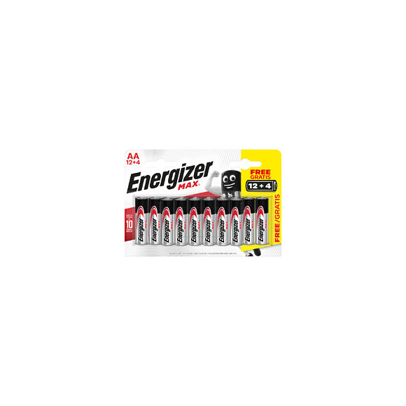 Lot De 12 + 4 Piles Alcaline Aa Max, 1.2 V, Energizer