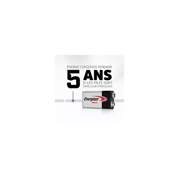 Lot De 2 Piles Alcaline 9 V Max, 9 V, Energizer