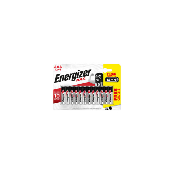 Lot De 12 + 4 Piles Alcaline Aaa Max, 1.5 V, Energizer