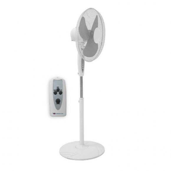 Dtools - Ventilateur Sur Pied 16" - Puissance 45w 230 V/50 Hz - 3 Niveaux De Vitesse - Avec Télécommande - Blanc