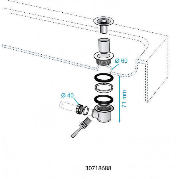 Bonde Twisto Pour Receveur De Douche, Diam.60 Mm, Wirquin