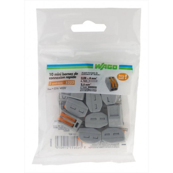Lot De 10 Bornes Automatiques À Levier, 2,5 Mm² Pour Rigide Et Souple Wago