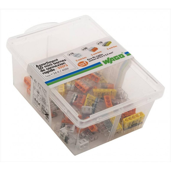 Assortiment De 50 Minibornes Automatiques, 2,5 Mm² Pour Rigide Wago