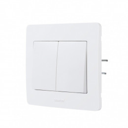 Double Interrupteur Va-et-vient Complet, Debflex Diam2, Blanc