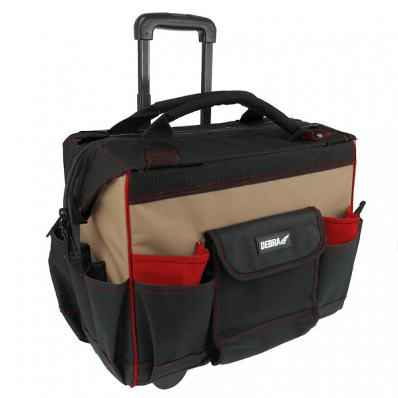 Dtools - Sac À Outils Mobile Polyester 600d -  46x25x32,5cm (18") - Poignée Téléscopique - Fond En Plastique - Transport Ou