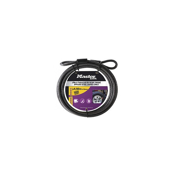Master Lock 72eurd Câble Antivol Avec Deux Boucles, 4,5 M