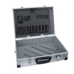 Dtools - Mallette À Outils En Aluminium - 460x325x150mm - Valise À Outils - Avec Poches + Cloisons - Gris