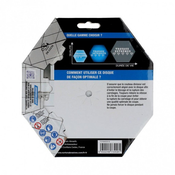 Disque Diamant Intensif Plein Pour Carrelage Norton, Diam.180 Mm