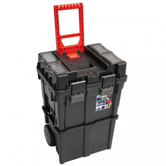 Dtools - Boîte À Outils Sur Roulettes - 450x350x645mm - Chariot À Outils - Noir
