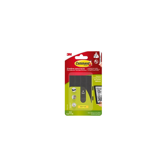 Lot De 24 Languettes Adhésives Tableaux Command, Noir