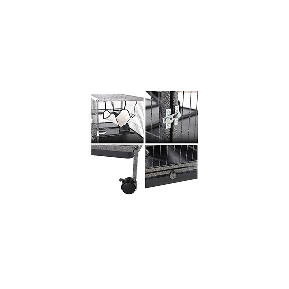Cage Pour Rongeurs Multifonction 4 Plateformes 3 Rampes 4 Portes Dim. 80l X 52l X 128h Cm Métal Gris Argenté Noir