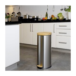 Poubelle De Cuisine À Pédale Forest Gris Bois Et Acier 30l